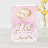Carte Or rose rose glamour 21e ballon d'anniversaire (Fleur jaune)