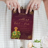 Carte Or rouge vif avec Lord Ganesh Mariage indien