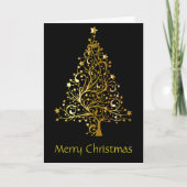 Carte Or, Starry, Arbre de Noël. (Devant)