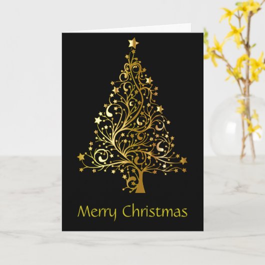 Carte Or, Starry, Arbre de Noël. (Fleur jaune)
