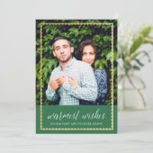 Carte Or Trim Chaleureux Voeux Vert (Debout devant)