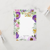 Carte Or Whimsical et ultraviolet violet note florale (Devant/Arrière en situation)