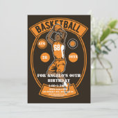 Carte Orange Black Basketball fête d'anniversaire (Debout devant)