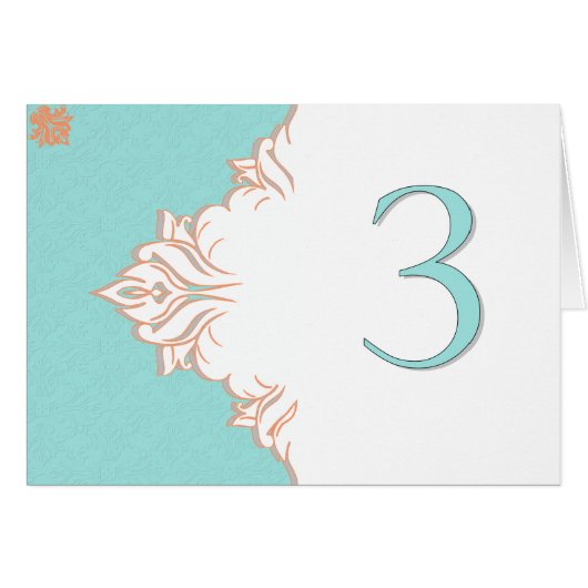 Carte orange bleue 3 de nombre de Tableau de (Devant Horizontal)