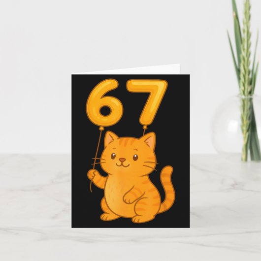 Carte Orange Cat 67 Meme Six Seven Balloon Funny Gen Alp (Devant)