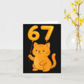 Carte Orange Cat 67 Meme Six Seven Balloon Funny Gen Alp (Fleur jaune)