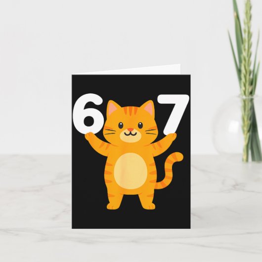 Carte Orange Cat 67 Meme Six Seven Funny Cat Lover  (Devant)