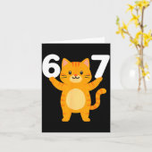 Carte Orange Cat 67 Meme Six Seven Funny Cat Lover  (Fleur jaune)