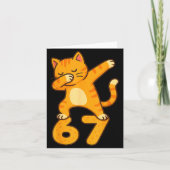 Carte Orange Cat Dabbing Funny 67 Six Seven Meme  (Devant)