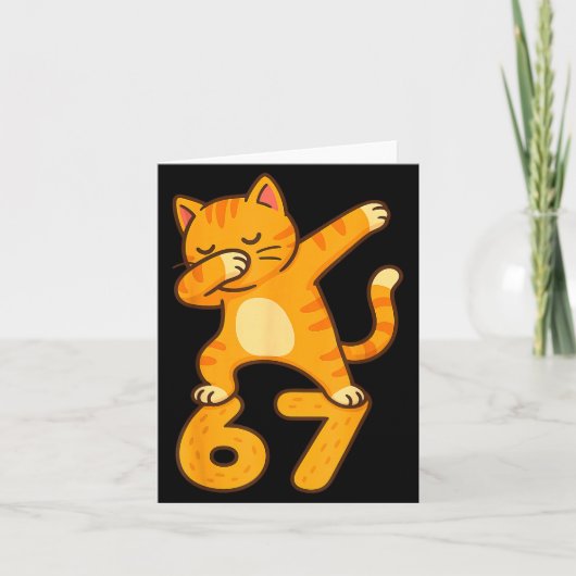Carte Orange Cat Dabbing Funny 67 Six Seven Meme  (Devant)
