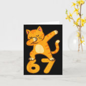 Carte Orange Cat Dabbing Funny 67 Six Seven Meme  (Fleur jaune)
