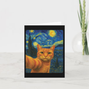 Carte Orange Chat Selfie Van Goghs Starry Night Chat Mam