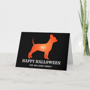 Carte Orange Chihuahua Happy Halloween Nom de famille