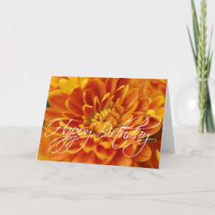 Carte Orange Chrysanthemum Joyeux Anniversaire