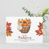 Carte Orange Citrouille Automne Thanksgiving Salutation (Debout devant)