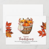 Carte Orange Citrouille Automne Thanksgiving Salutation (Devant / Derrière)