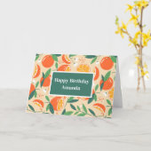 Carte Orange Citrus Fruit Retro Motif Anniversaire (Fleur jaune)