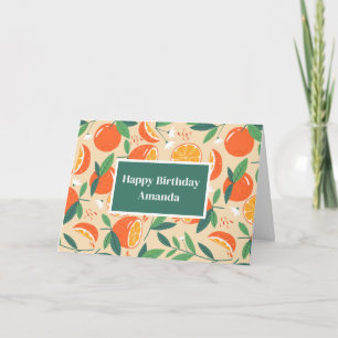 Carte Orange Citrus Fruit Retro Motif Anniversaire