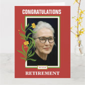 Carte Orange Custom Photo Retirement Félicitations (Fleur jaune)