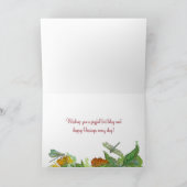 Carte Orange Daisy Flowers Dragonfly Joyeux anniversaire (Intérieur)