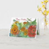 Carte Orange Daisy Flowers Dragonfly Joyeux anniversaire (Fleur jaune)