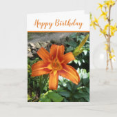 Carte Orange Day Photo Joyeux Anniversaire (Fleur jaune)