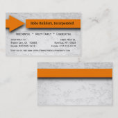 Carte orange d'entreprise de construction de (Devant / Derrière)