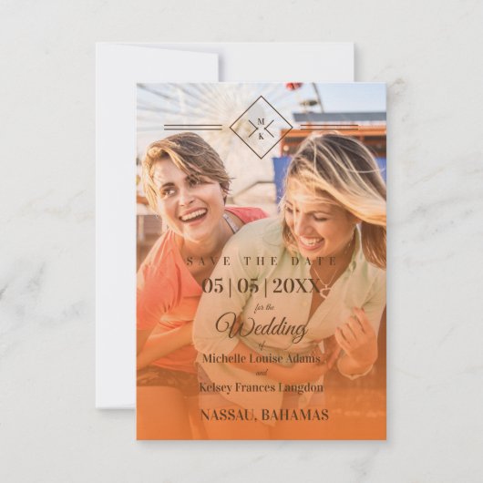 Carte Orange Destination Wedding Gay Lesbian Wedding (Devant)