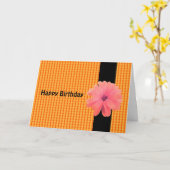 Carte Orange Fleur Noir Ruban Voeux Anniversaire (Fleur jaune)