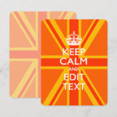 Carte Orange Gardez le calme et votre texte sur une Unio (Devant / Derrière)