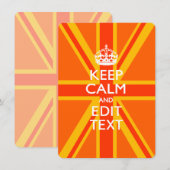 Carte Orange Gardez le calme et votre texte sur une Unio (Devant / Derrière)