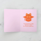 Carte Orange Gingham Bow Photo Graduation  (Intérieur)