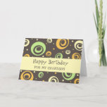 Carte Orange Green Retro Grandson Anniversaire<br><div class="desc">Carte d'anniversaire pour petit-fils avec un motif rétro vert,  orange et jaune amusant et verset réfléchi.</div>