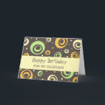 Carte Orange Green Retro Grandson Anniversaire<br><div class="desc">Carte d'anniversaire pour petit-fils avec un motif rétro vert,  orange et jaune amusant et verset réfléchi.</div>