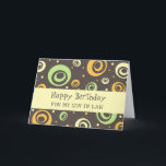Carte Orange Green Retro Son en droit Anniversaire<br><div class="desc">Carte d'anniversaire pour gendre en droit avec un amusant motif rétro vert,  orange et jaune et verset réfléchi.</div>