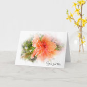 Carte Orange Hibiscus Penser à vous (Fleur jaune)