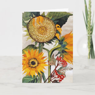 Carte Orange Jaune Graine Tournesol Art