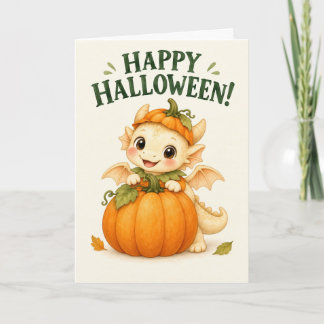 Carte Orange Joyeux Halloween Citrouille Bébé Dragon