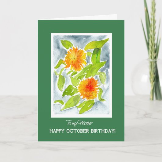 Carte Orange Marigolds pour l'anniversaire d'octobre de (Devant)