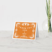 Carte Orange papel picado inséparables mariage Merci (Devant)