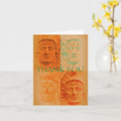 Carte Orange Pop Art Déco Tête de Pierre Sculpture Note (Fleur jaune)