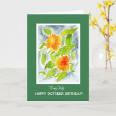 Carte Orange Pot Marigolds pour l'anniversaire d'octobre (Fleur jaune)