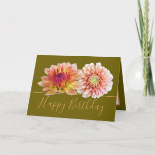 Carte Orange Red Dahlias Joli Bouquet Floral Anniversair
