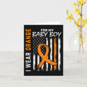 Carte Orange Ribbon bébé garçon LEUKEMIA SUPPORT LEUKEMI (Fleur jaune)