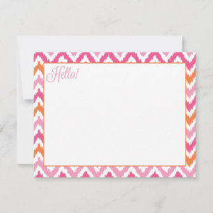 Carte Orange rose Fuchsia Zigzag Tribal Ikat Motif