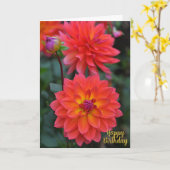 Carte Orange, Rouge, Fleur Dahlia Jaune Joyeux Anniversa (Fleur jaune)