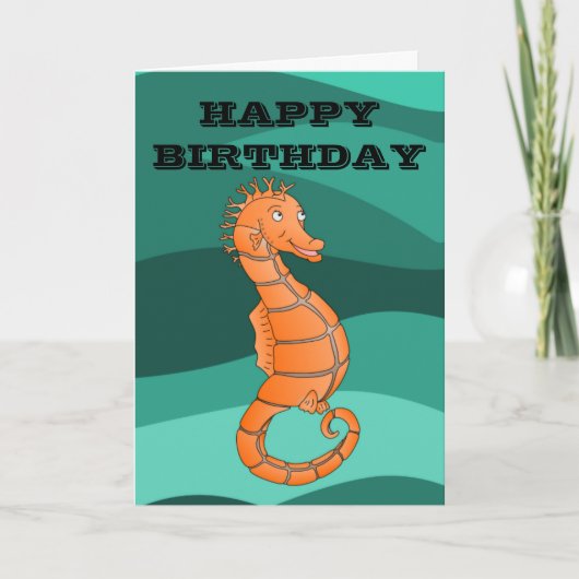 Carte Orange sehorse heureux anniversaire (Devant)