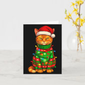 Carte Orange Tabby Cat Christmas Lights Funny Santa Holi (Fleur jaune)