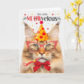 Carte Orange Tabby Maine Coon Cat MEOWvelous Anniversair (Fleur jaune)