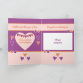 Carte Orange violet avec les coeurs et l'anniversaire de (Intérieur)